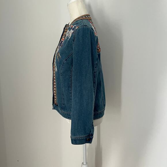 Chico’s Embroidered Boho Denim Jacket - Picture 4 of 9